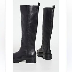 Sam Edelman Larina Black Leather Chunky Lug Sole Knee High Boot - Size 9